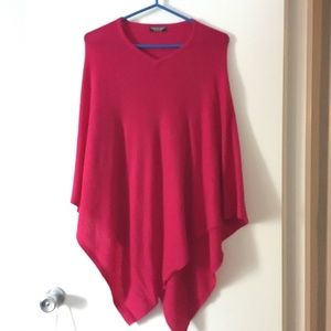 Big! 100% Cashmere Fuchsia Pink Poncho Made in Nepal One Size